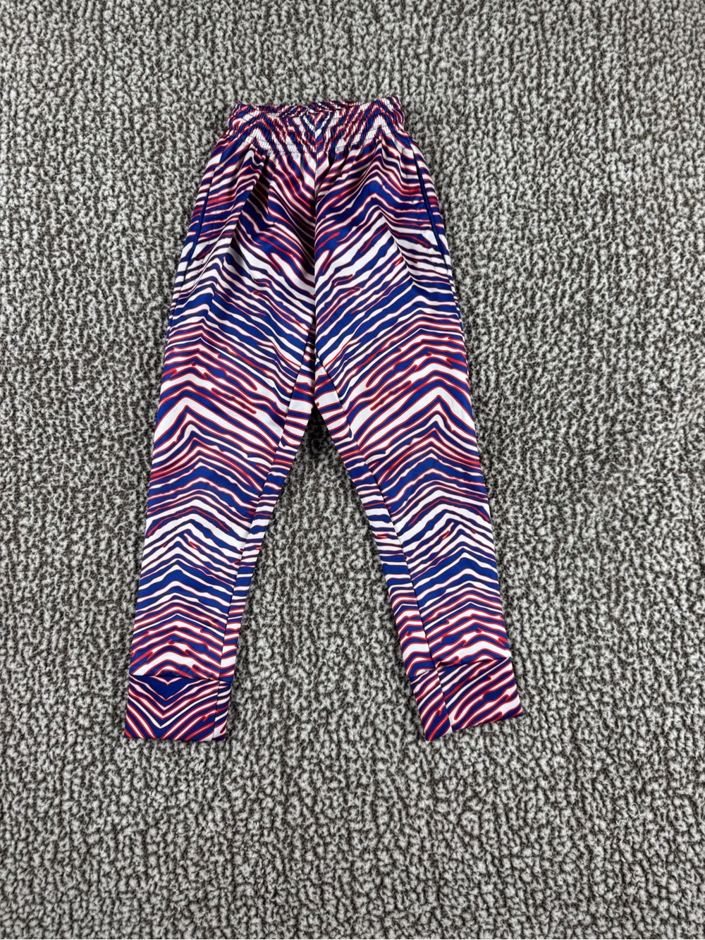 Buffalo Bills themed Sunday GAMEDAY Red & Blue Zebra-Stripe Joggers.  YXS